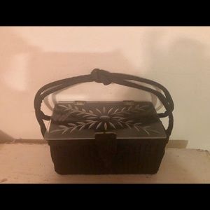 Vintage Black Handbag with Clear Lucite Top